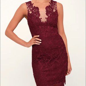 Lulu's Last Dance Burgundy Lace Bodycon Dress